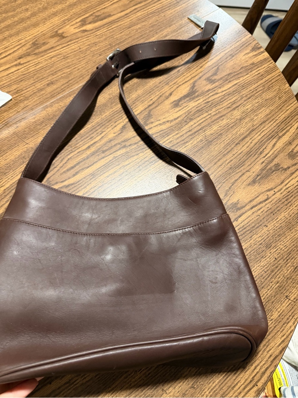St. John's Bay Dark Brown Leather Crossbody Shoulder Bag